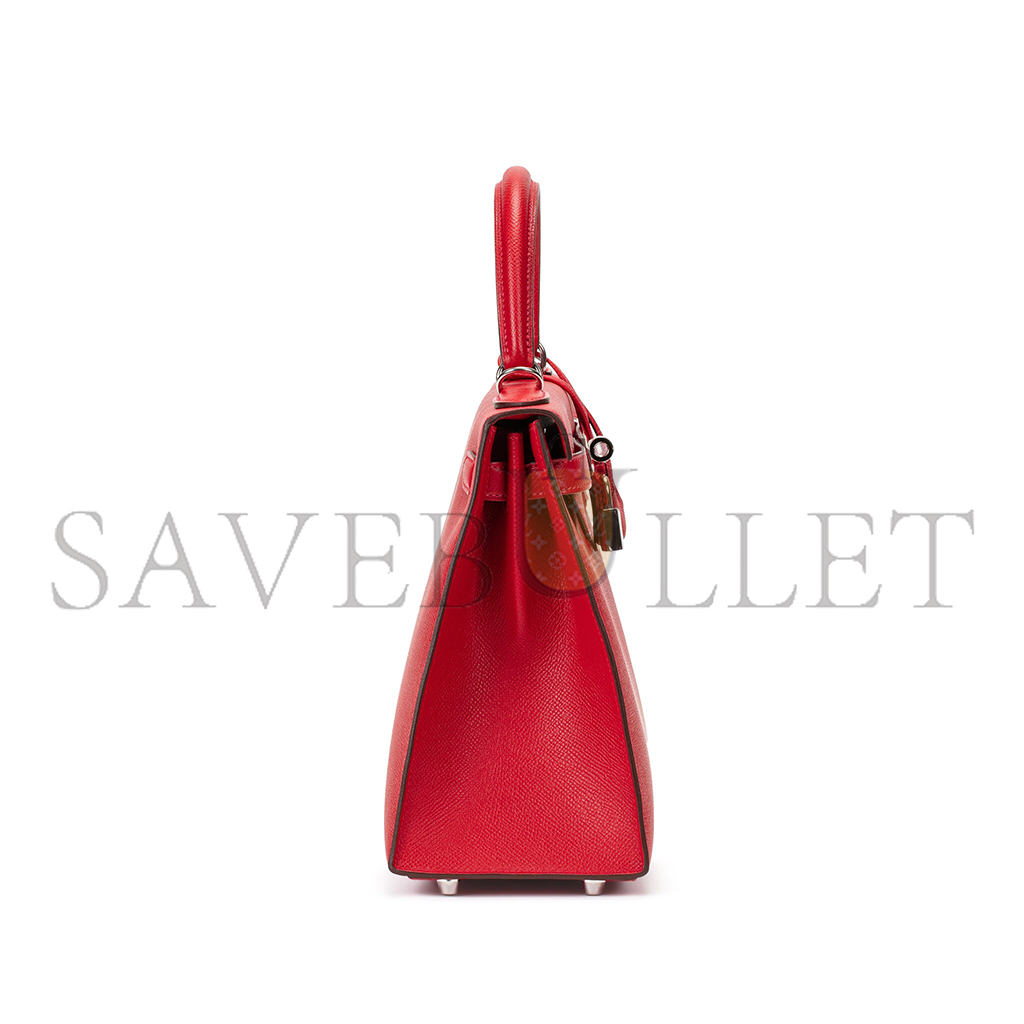H**mes rouge casaque epsom sellier kelly 25 palladium hardware (25*17*7cm)
